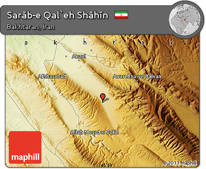 Physical Map of Sarāb-e Qal`eh Shāhīn
