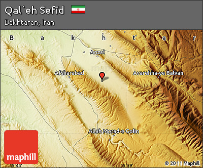 Physical Map of Qal`eh Sefīd