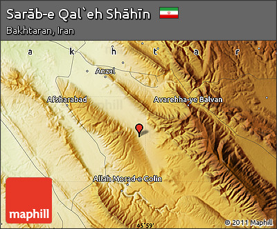 Physical Map of Sarāb-e Qal`eh Shāhīn