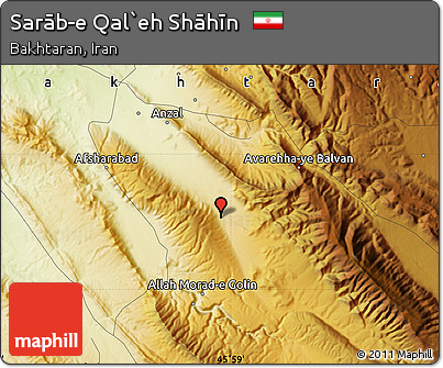 Physical Map of Sarāb-e Qal`eh Shāhīn