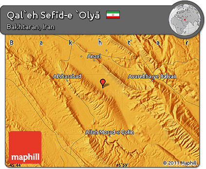 Political Map of Qal`eh Sefīd-e `Olyā