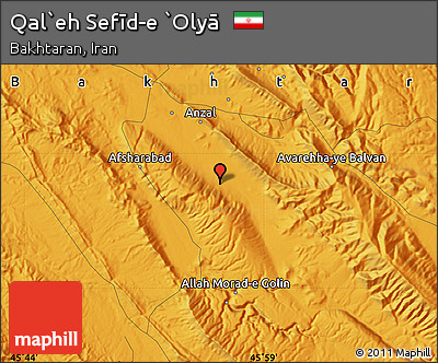 Political Map of Qal`eh Sefīd-e `Olyā
