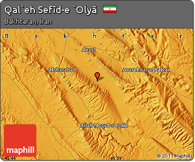 Political Map of Qal`eh Sefīd-e `Olyā
