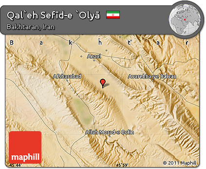 Satellite Map of Qal`eh Sefīd-e `Olyā