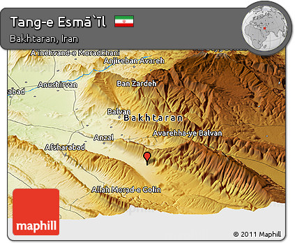 Physical Panoramic Map of Tang-e Esmā`īl
