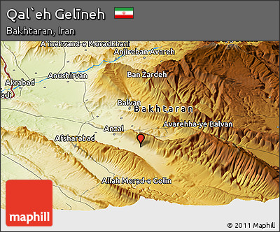 Physical Panoramic Map of Qal`eh Gelīneh