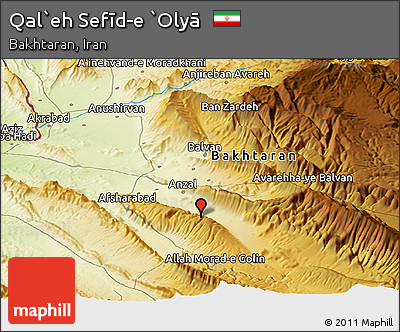 Physical Panoramic Map of Qal`eh Sefīd-e `Olyā
