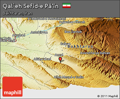 Physical Panoramic Map of Qal`eh Sefīd-e Pā'īn