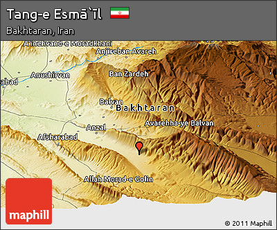 Physical Panoramic Map of Tang-e Esmā`īl