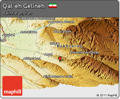 Physical Panoramic Map of Qal`eh Gelīneh