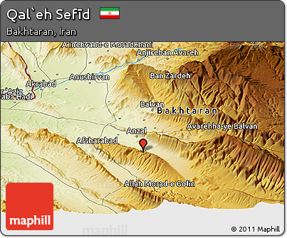 Physical Panoramic Map of Qal`eh Sefīd