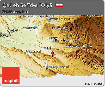 Physical Panoramic Map of Qal`eh Sefīd-e `Olyā