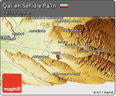 Physical Panoramic Map of Qal`eh Sefīd-e Pā'īn