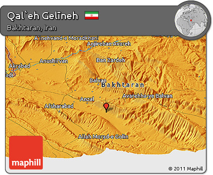 Political Panoramic Map of Qal`eh Gelīneh