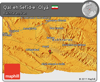 Political Panoramic Map of Qal`eh Sefīd-e `Olyā