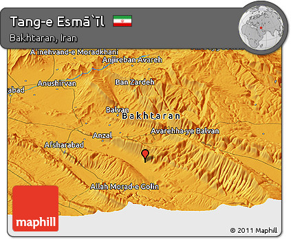 Political Panoramic Map of Tang-e Esmā`īl