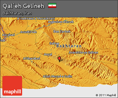 Political Panoramic Map of Qal`eh Gelīneh
