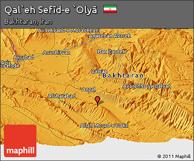 Political Panoramic Map of Qal`eh Sefīd-e `Olyā