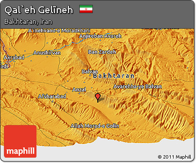 Political Panoramic Map of Qal`eh Gelīneh