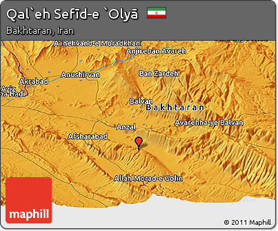 Political Panoramic Map of Qal`eh Sefīd-e `Olyā