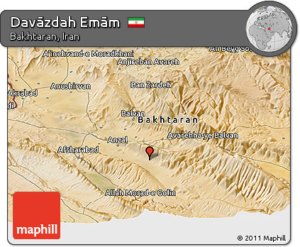 Satellite Panoramic Map of Davāzdah Emām