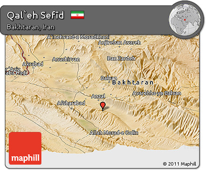 Satellite Panoramic Map of Qal`eh Sefīd