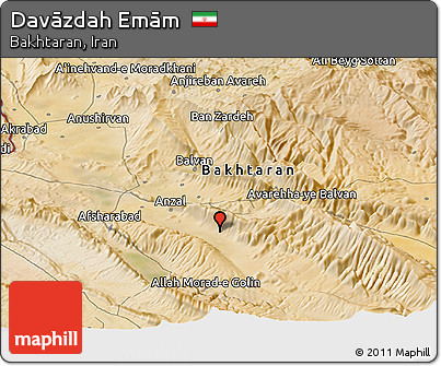 Satellite Panoramic Map of Davāzdah Emām