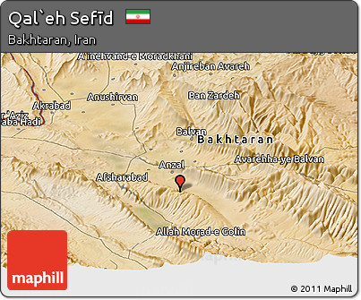 Satellite Panoramic Map of Qal`eh Sefīd
