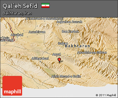 Satellite Panoramic Map of Qal`eh Sefīd