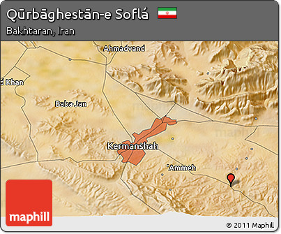 Satellite 3D Map of Qūrbāghestān-e Soflá