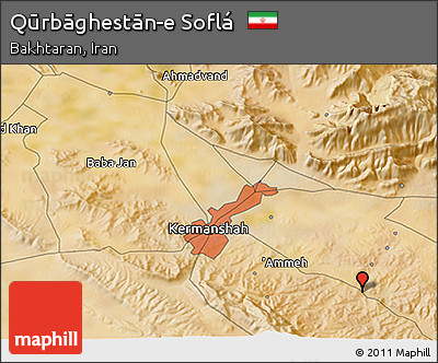 Satellite 3D Map of Qūrbāghestān-e Soflá