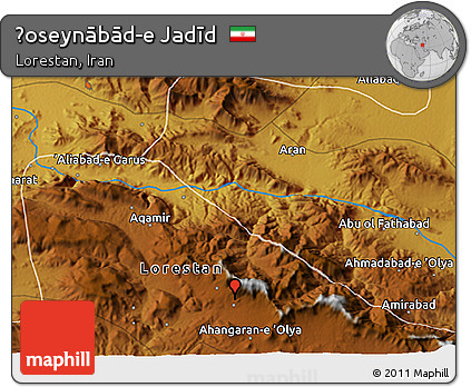 Physical 3D Map of Ḩoseynābād-e Jadīd