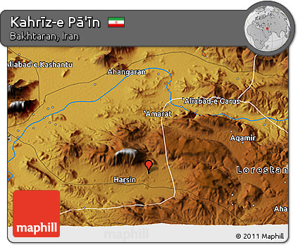 Physical 3D Map of Kahrīz-e Pā'īn