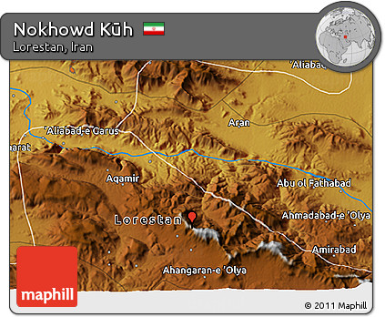 Physical 3D Map of Nokhowd Kūh