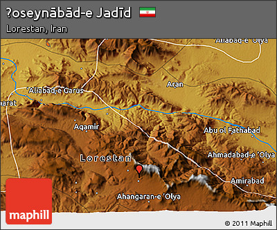 Physical 3D Map of Ḩoseynābād-e Jadīd