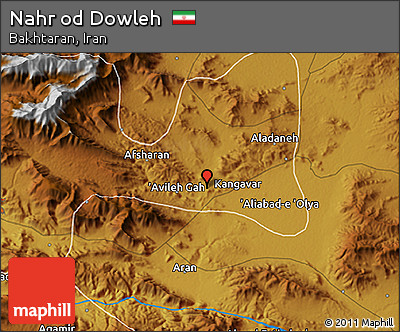 Physical 3D Map of Nahr Od Dowleh