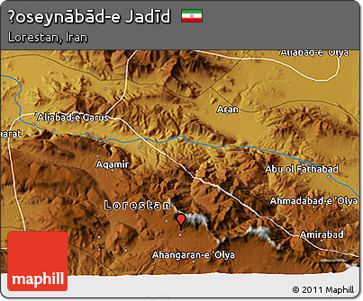Physical 3D Map of Ḩoseynābād-e Jadīd