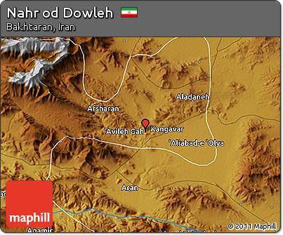 Physical 3D Map of Nahr Od Dowleh