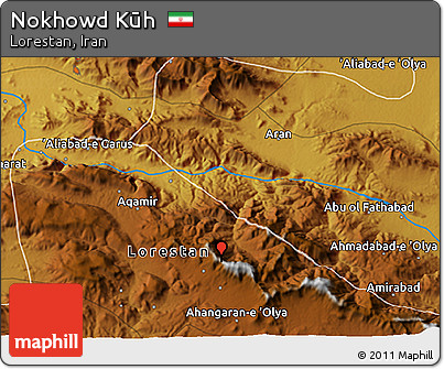 Physical 3D Map of Nokhowd Kūh