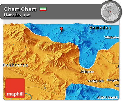 Political 3D Map of Cham Cham