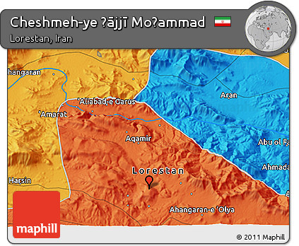 Political 3D Map of Cheshmeh-ye Ḩājjī Moḩammad