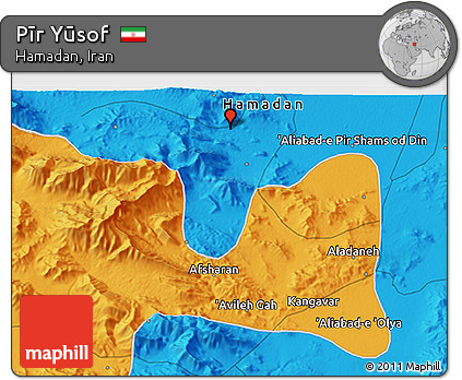 Political 3D Map of Pīr Yūsof