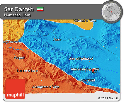Political 3D Map of Sar Darreh