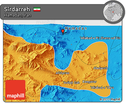 Political 3D Map of Sīrdarreh