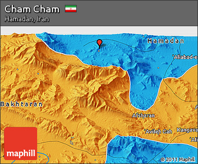 Political 3D Map of Cham Cham