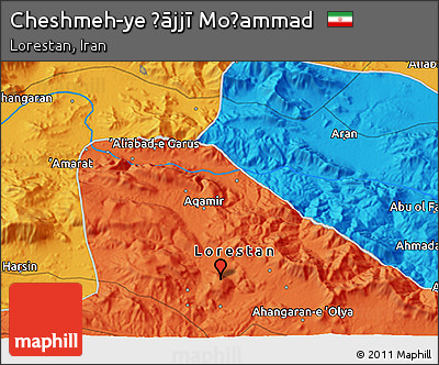 Political 3D Map of Cheshmeh-ye Ḩājjī Moḩammad