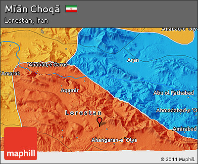Political 3D Map of Mīān Choqā