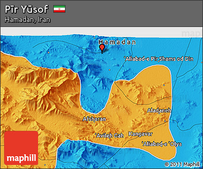 Political 3D Map of Pīr Yūsof