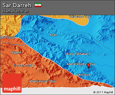 Political 3D Map of Sar Darreh