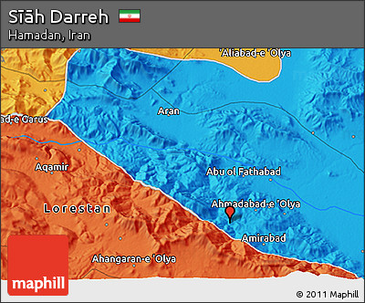 Political 3D Map of Sīāh Darreh
